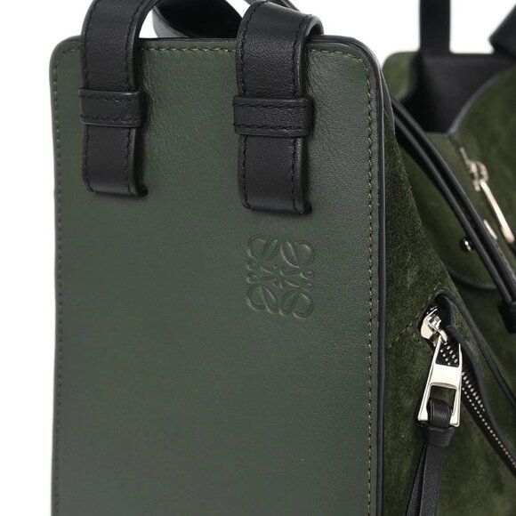 Loewe Dark Green Suede Hammock 2way Tote Bag 252111 115668 - Picture 5 of 9